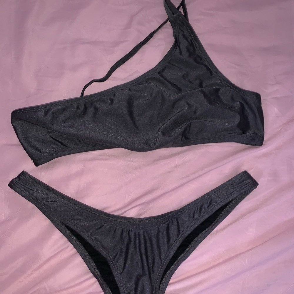 Dark Gray One Shoulder Fashion Nova Bikini